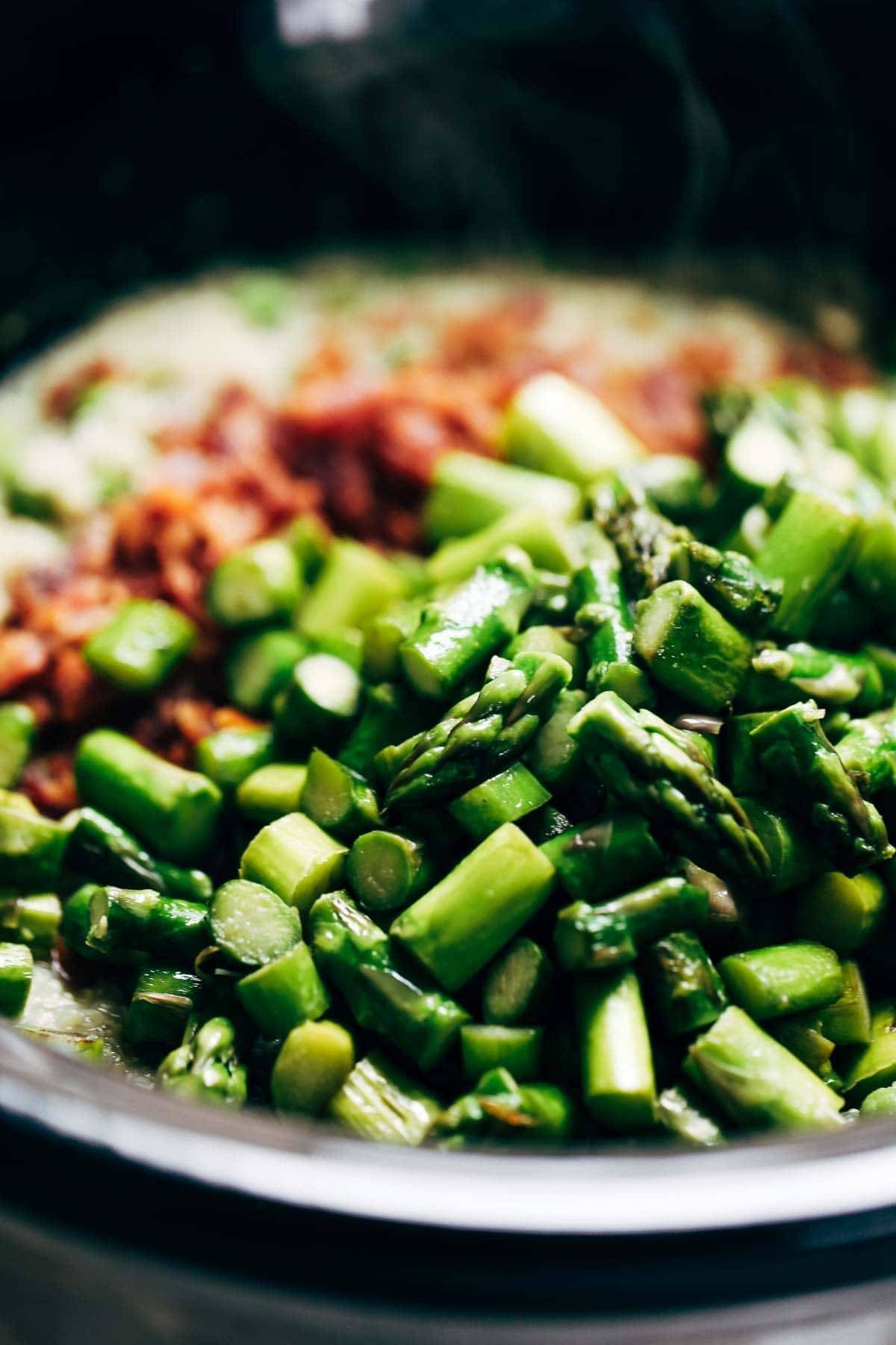 Asparagus in a pot.